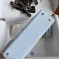 「#4186」 Hermès Epsom leather Haze Blue 2nd generation Mini Kelly Silver Buckle 19cm