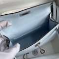 「#4186」 Hermès Epsom leather Haze Blue 2nd generation Mini Kelly Silver Buckle 19cm
