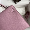 「#4187」 Hermès Epsom leather Malva purple second generation Mini Kelly silver buckle 19cm