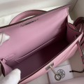 「#4187」 Hermès Epsom leather Malva purple second generation Mini Kelly silver buckle 19cm