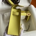 「#4188」 Hermès Epsom leather lemon yellow second generation Mini Kelly gold buckle 19cm