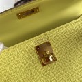 「#4188」 Hermès Epsom leather lemon yellow second generation Mini Kelly gold buckle 19cm