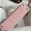 「#4191」 Hermès Epsom leather pink second generation Mini Kelly silver buckle 19cm