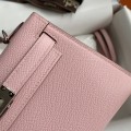 「#4191」 Hermès Epsom leather pink second generation Mini Kelly silver buckle 19cm