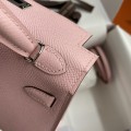 「#4191」 Hermès Epsom leather pink second generation Mini Kelly silver buckle 19cm