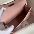 「#4191」 Hermès Epsom leather pink second generation Mini Kelly silver buckle 19cm