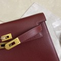 「#4024」 Hermes  Dark red gold buckle  Kelly Danse 28cmx20.5cmx7cm