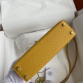 「#4194」 Hermès Epsom leather amber yellow second generation Mini Kelly silver buckle 19cm
