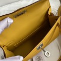 「#4194」 Hermès Epsom leather amber yellow second generation Mini Kelly silver buckle 19cm
