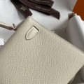 「#4195」 Hermès Epsom leather milkshake white second generation Mini Kelly gold buckle 19cm