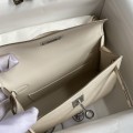 「#4196」 Hermès Epsom leather Milkshake White II Mini Kelly Silver Buckle 19cm