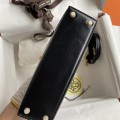 「#4197」 Hermes Imported Box Leather Black Second Generation Mini Kelly Gold Buckle 19cm