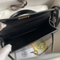 「#4197」 Hermes Imported Box Leather Black Second Generation Mini Kelly Gold Buckle 19cm