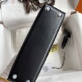 「#4198」 Hermes Imported Box Leather Black Second Generation Mini Kelly Silver Buckle 19cm