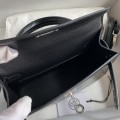 「#4198」 Hermes Imported Box Leather Black Second Generation Mini Kelly Silver Buckle 19cm