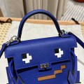 「#4202」 Hermes Electric Blue Kelly Doll Mosaic Doll Bag 19cm 「#4202」 Hermes Electric Blue Kelly Doll Mosaic Doll Bag 19cm