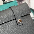 「#4205」 Hermes Velvet Green Kelly Doll Mosaic Doll Bag 19cm