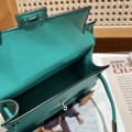 「#4205」 Hermes Velvet Green Kelly Doll Mosaic Doll Bag 19cm