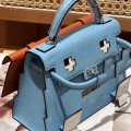 「#4206」 Hermes Candy Blue Kelly Doll Mosaic Doll Bag 19cm