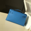 「#4207」 Hermès 1st Generation Swift Leather Narcissus Blue Silver Buckle Kelly Bag 22cm