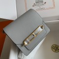 「#4026」 Hermes pig nose bag Glacier  Blue Gold buckle Roulis 19cm