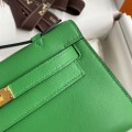 「#4209」 Hermès 1st Generation Swift Leather Bamboo Green Gold Buckle Kelly Bag 22cm