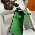 「#4209」 Hermès 1st Generation Swift Leather Bamboo Green Gold Buckle Kelly Bag 22cm