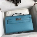 「#4210」 Hermès 1st Generation Swift Leather Northern Blue Silver Buckle Kelly Bag 22cm