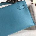 「#4210」 Hermès 1st Generation Swift Leather Northern Blue Silver Buckle Kelly Bag 22cm
