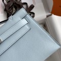 「#4211」 Hermès 1st Generation Swift Leather Haze Blue Silver Buckle Kelly Bag 22cm