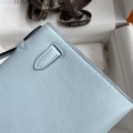 「#4211」 Hermès 1st Generation Swift Leather Haze Blue Silver Buckle Kelly Bag 22cm