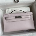 「#4212」 Hermès 1st Generation Swift Leather Dreamy Pink and Purple Silver Buckle Kelly Bag 22cm
