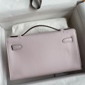 「#4212」 Hermès 1st Generation Swift Leather Dreamy Pink and Purple Silver Buckle Kelly Bag 22cm