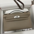 「#4213」 Hermès Swift Leather Turtle Grey Silver Buckle Kelly Bag 22cm