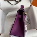 「#4215」 Hermès Swift Leather Anemone Purple Gold Buckle Kelly Bag 22cm