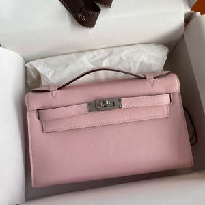 「#4217」 Hermès Swift Leather Pink Silver Buckle Kelly Bag 22cm