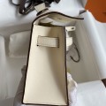 「#4218」 Hermès 1st Generation Swift Leather Milkshake Silver Buckle Kelly Bag 22cm
