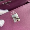 「#4222」 Hermès Epsom leather anemone purple silver buckle Kelly bag 25cm