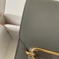 「#4028」 Hermes pig nose bag  grey Gold buckle buckle  Roulis 19cm