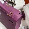 「#4223」 Hermès Epsom leather anemone purple gold buckle Kelly bag 25cm