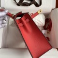 「#4224」 Hermès Epsom leather bright red gold buckle Kelly bag 25cm