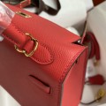 「#4224」 Hermès Epsom leather bright red gold buckle Kelly bag 25cm