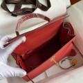 「#4224」 Hermès Epsom leather bright red gold buckle Kelly bag 25cm