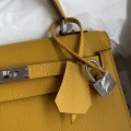 「#4226」 Hermès Epsom leather amber yellow silver buckle Kelly bag 25cm