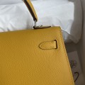 「#4226」 Hermès Epsom leather amber yellow silver buckle Kelly bag 25cm