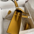 「#4226」 Hermès Epsom leather amber yellow silver buckle Kelly bag 25cm