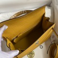 「#4226」 Hermès Epsom leather amber yellow silver buckle Kelly bag 25cm