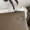 「#4227」 Hermès Epsom leather elephant grey silver buckle waxed thread Kelly bag 25cm