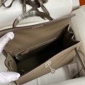「#4227」 Hermès Epsom leather elephant grey silver buckle waxed thread Kelly bag 25cm