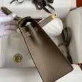 「#4228」 Hermès Epsom leather elephant grey gold buckle waxed thread Kelly bag 25cm
